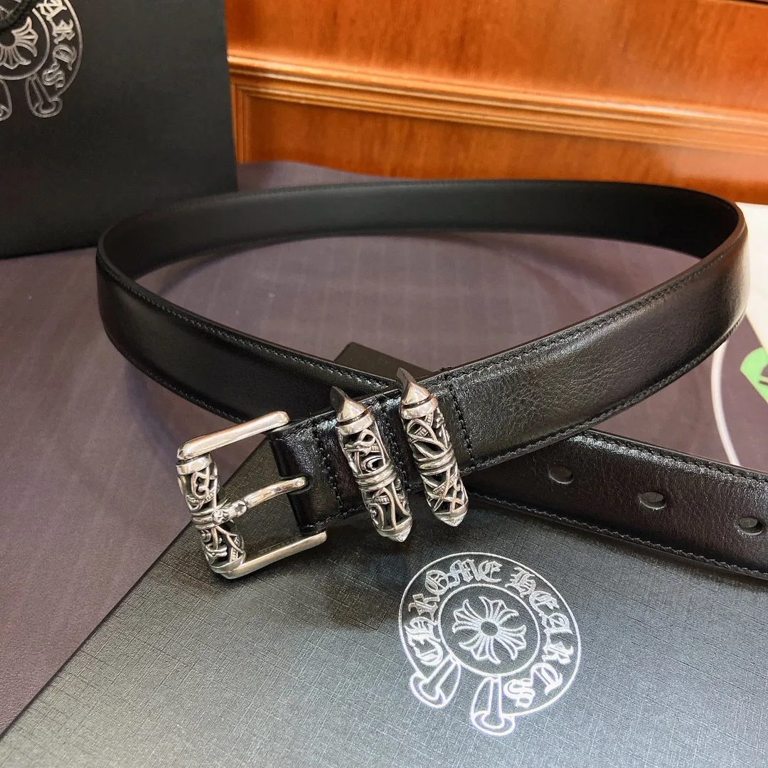 𝐂𝐡𝐫𝐨𝐦𝐞𝐇𝐞𝐚𝐫𝐭𝐬 Kroxin rotating roller Celtic dragon pin buckle belt [fixed style], brass silver-plated hardware and imported wax leather belt, very cool. Width 3.0 cm p520